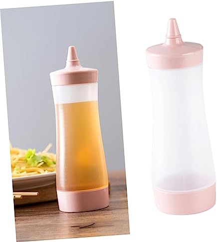 HOLIDYOYO 6 Pcs Reusable Condiment Squeeze Bottles with Lids - Pink