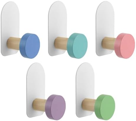 5pcs Self-Adhesive Kids Coat Hooks with Cartoon Animal Design