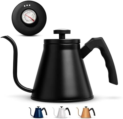 Kook Gooseneck Kettle with Thermometer 27 oz Black