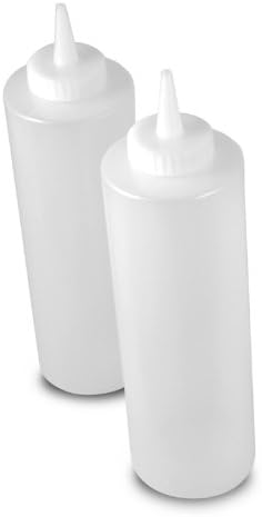 SET OF 2 24 Oz Clear Squeeze Bottles Diner Style Durable Plastic