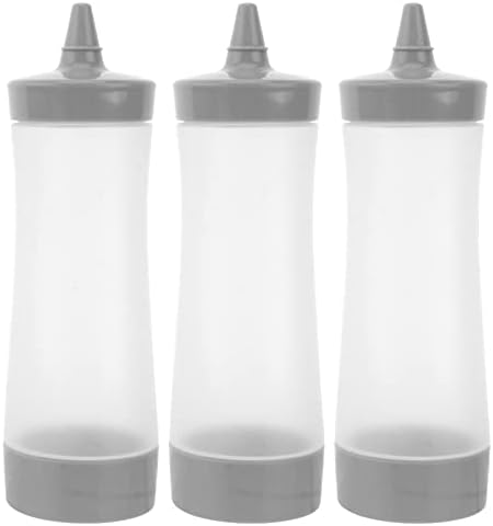 DOITOOL 3Pcs Plastic Squeeze Bottles with Grey Tip Cap