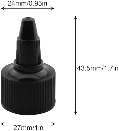 24-Piece Black Plastic Squeeze Bottle Caps