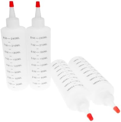 4pcs Plastic Tipped Salad Bottles with Red Lids for Condiments