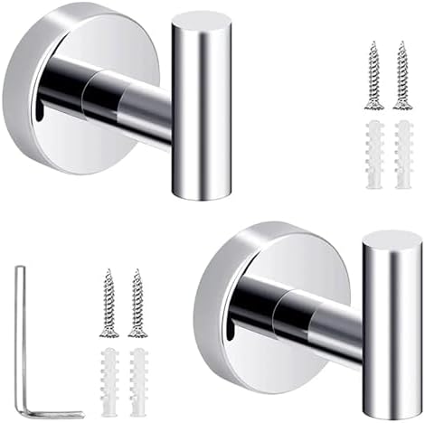 MOOWI 2Pcs Brushed Nickel Coat Hooks Wall Mount