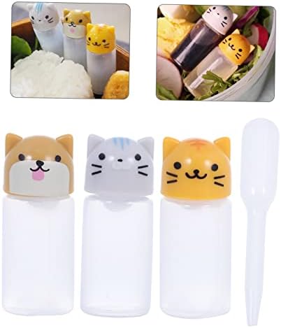 Mini Sauce Bottles Set 4pcs Cartoon Animal Shape Squeeze Bottles