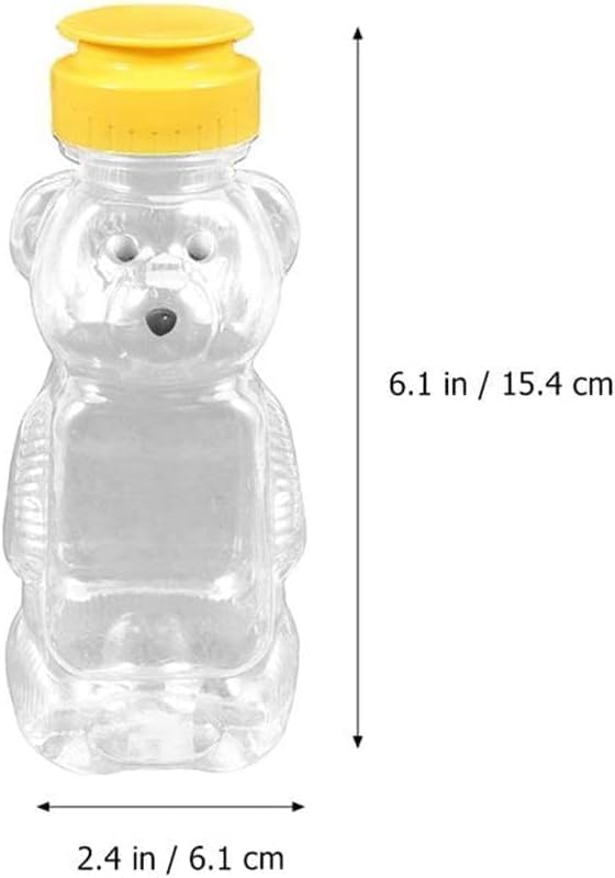 Yellow Plastic Bear Honey Bottle 8 Oz