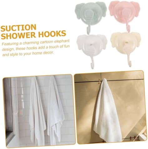 GLEAVI 4Pcs Strong Suction Cup Hooks No Drill Bathroom Organizer