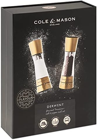 Cole Mason Derwent Gold Salt Pepper Mills Gift Set