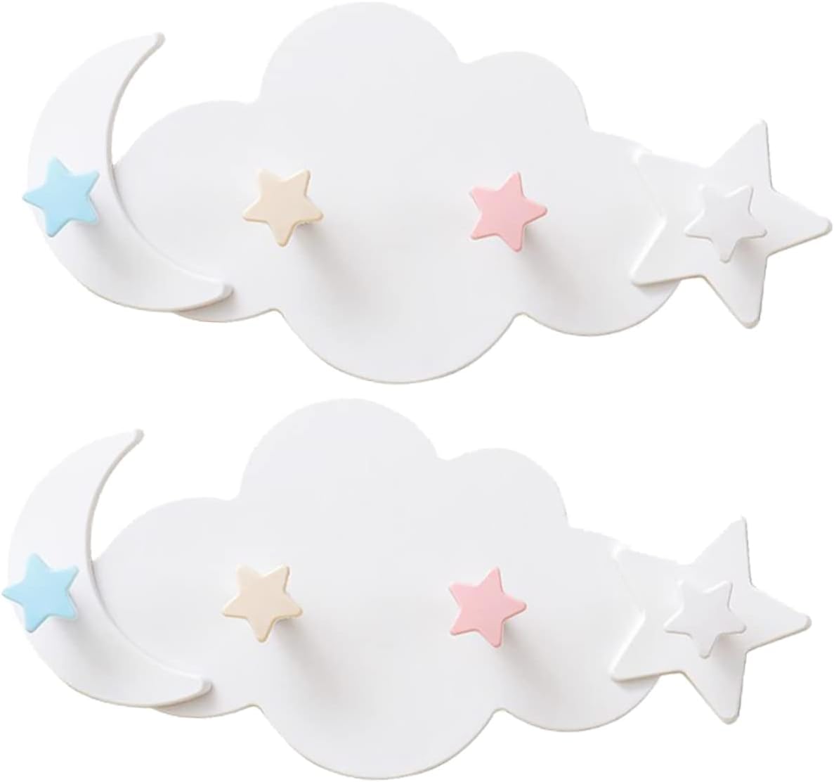 Healifty 2pcs Star Moon Wall Hooks Adhesive