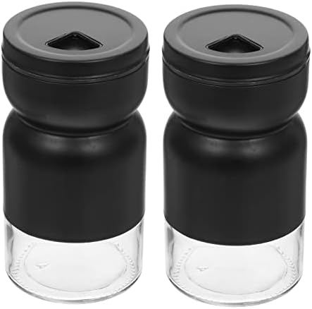 Elegant Black Sandglass Style Condiment Bottles 2-Pack