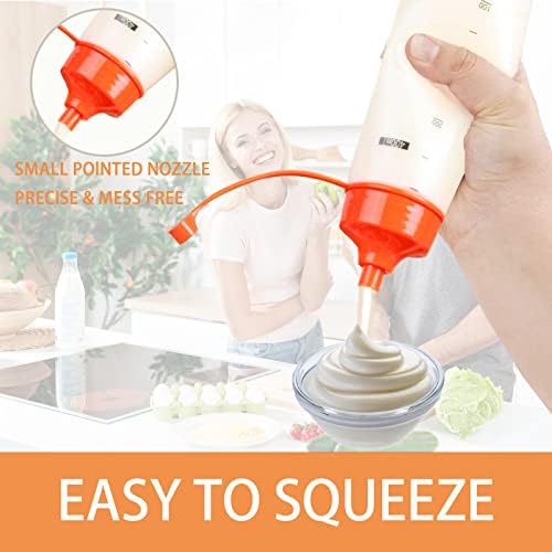 TOCKONIMN 2pcs 18oz Condiment Squeeze Bottles with Red Cap and Funnel