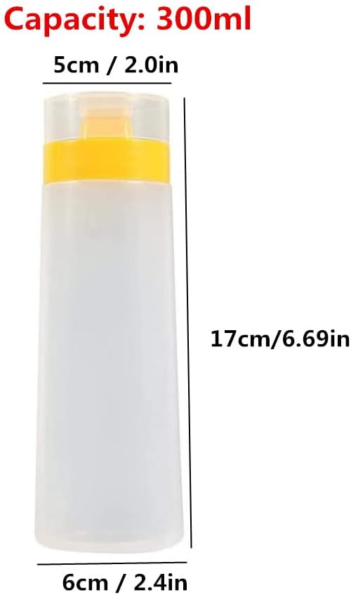 Jilukibo 4 Hole Jam Squeeze Bottle 300ml Leak Proof with Cap Lids Yellow