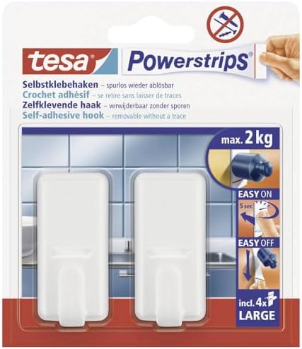 tesa Powerstrips Hooks Large Classic Wall Mount