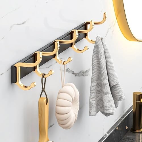 BAHELS 60cm Black Gold Aluminum Coat Hook Rack