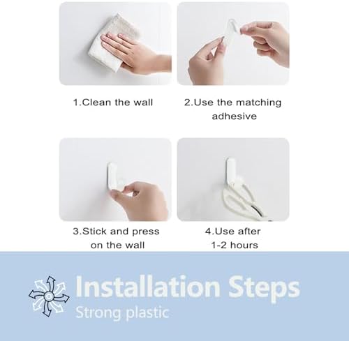 16 Pack J-Shaped Adhesive Hooks for Wall Damage-Free Key Holder