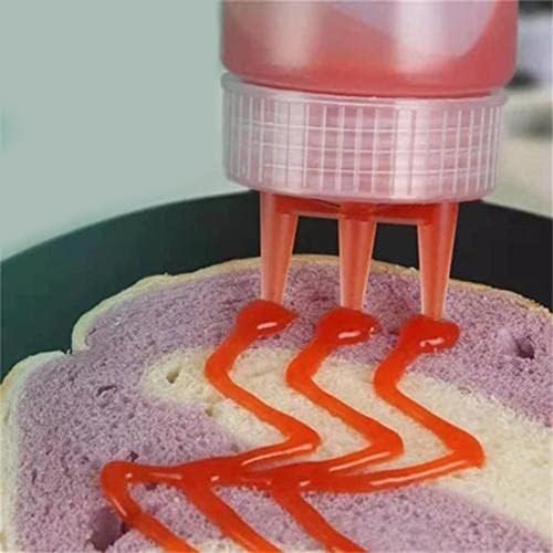 3-Head Squeeze Condiment Sauce Bottle with Cap for Kitchen