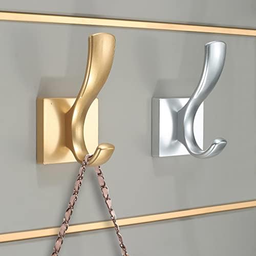 XUNTING 5-Piece Wall Mounted Coat Hooks Heavy Duty Metal Hangers Silver