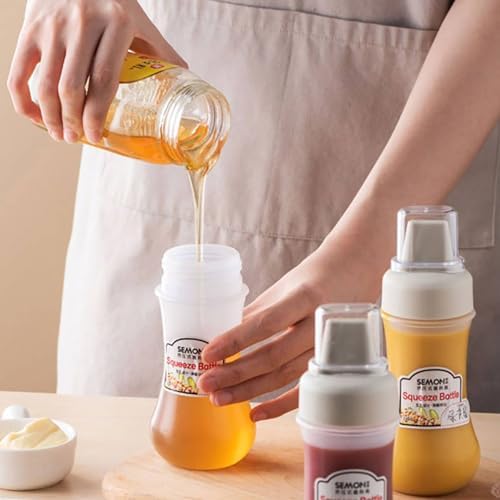 Wusteg 5 Hole Squeeze Bottles with Nozzles Gray