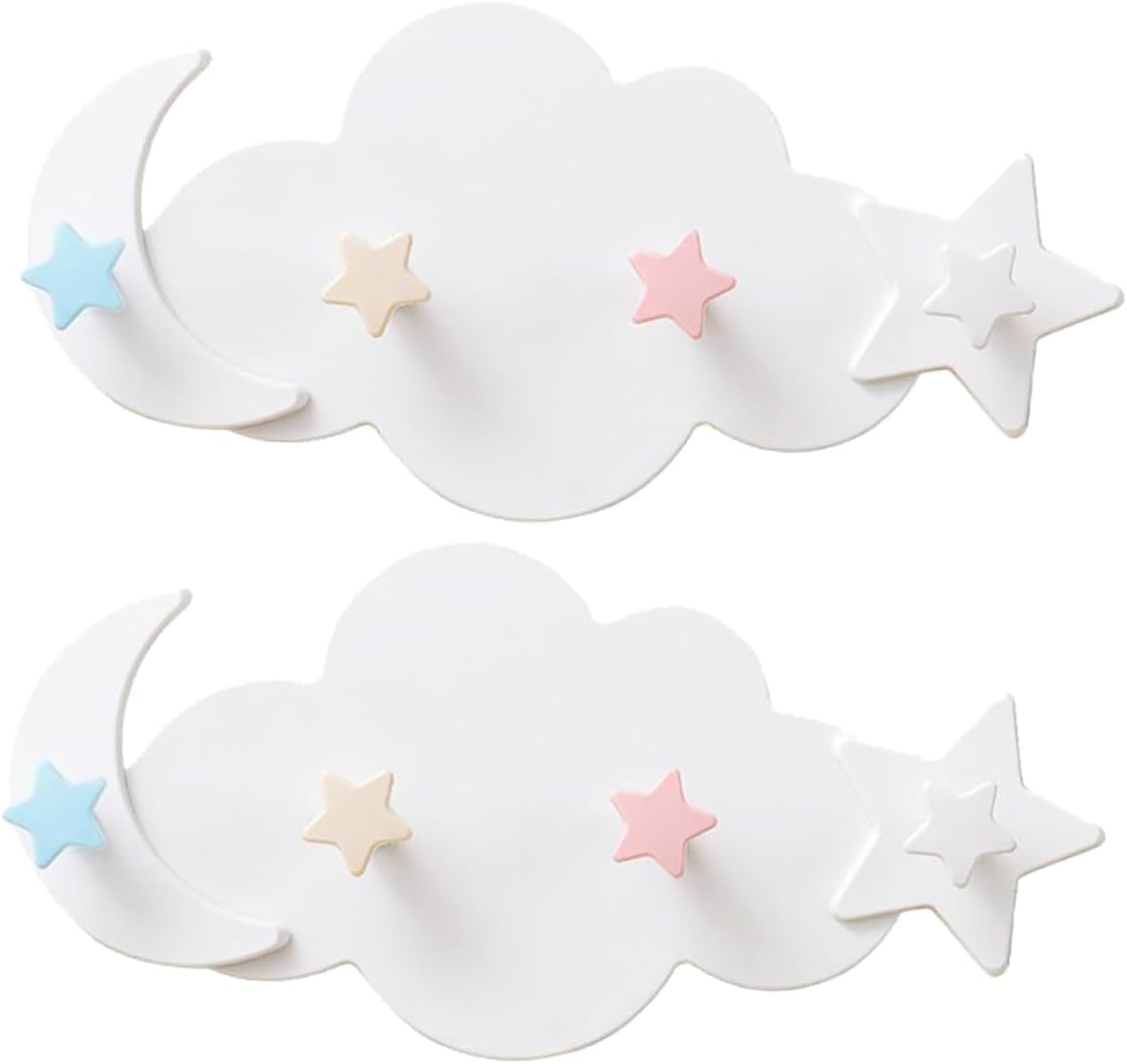 PENIKOKO 2pcs Star Moon Wall Hooks Adhesive Decor