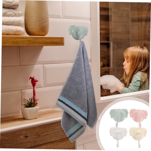 BUGUUYO Removable Suction Cup Hooks 4 Cute Elephant Design