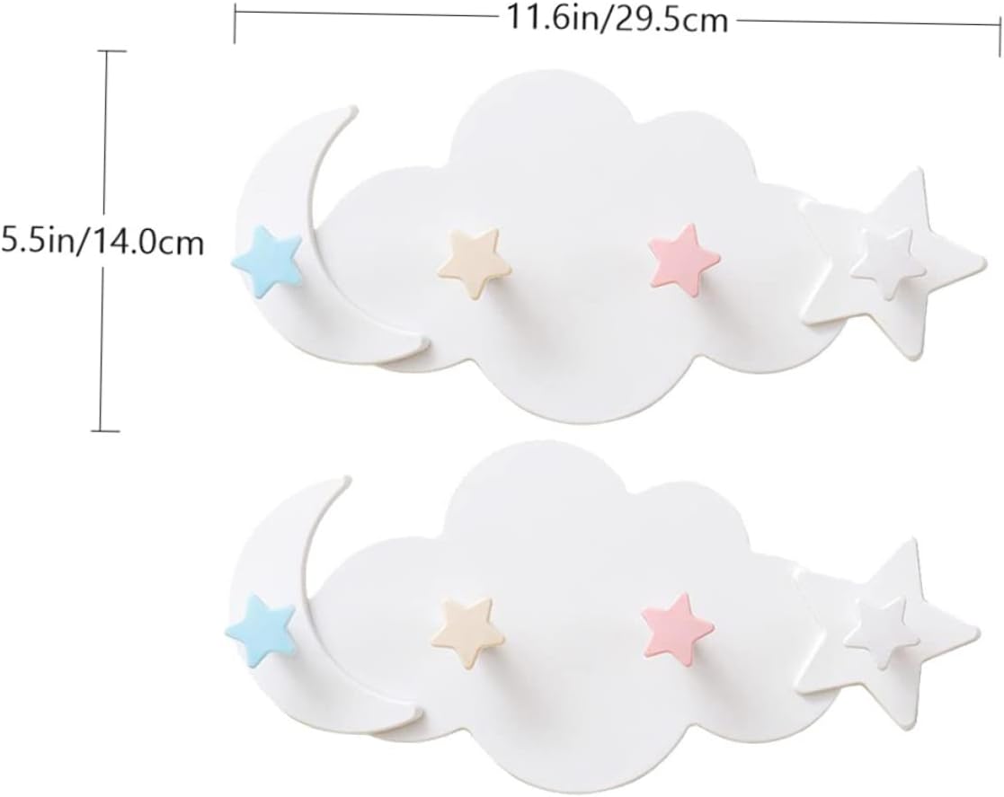 Healifty 2pcs Star Moon Wall Hooks Adhesive