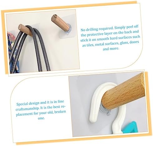 HOOTNEE 6pcs Extra Long Self-Adhesive Wall Hooks