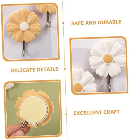 DOITOOL 4pcs Daisy Adhesive Wall Hooks