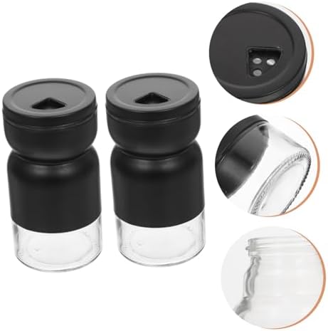 Elegant Black Sandglass Style Condiment Bottles 2-Pack
