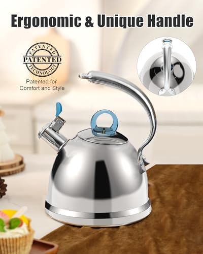 Harriet Whistling Tea Kettle 25 Quart Stainless Steel with Dolphin Handle