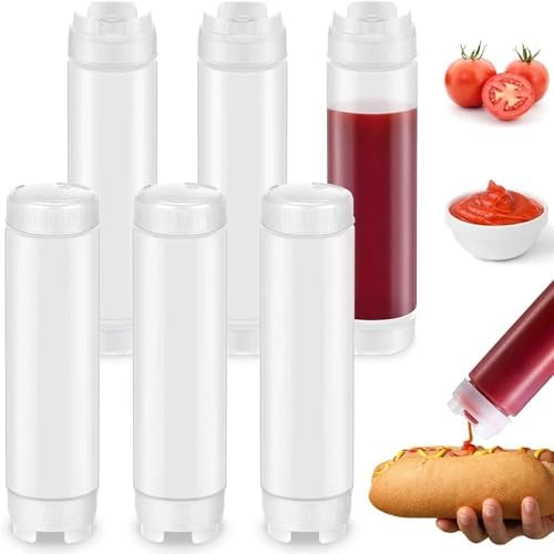 24oz Refillable Condiment Squeeze Bottle with Large Valve Yellow