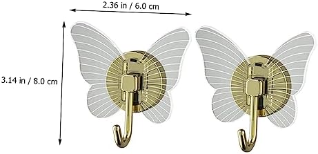 Happyyami 2pcs Butterfly Wall Hooks for Bathroom and Key Holders 1