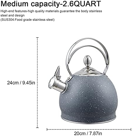 LUXGRACE 25 Qt Whistling Tea Kettle with Aluminum Base