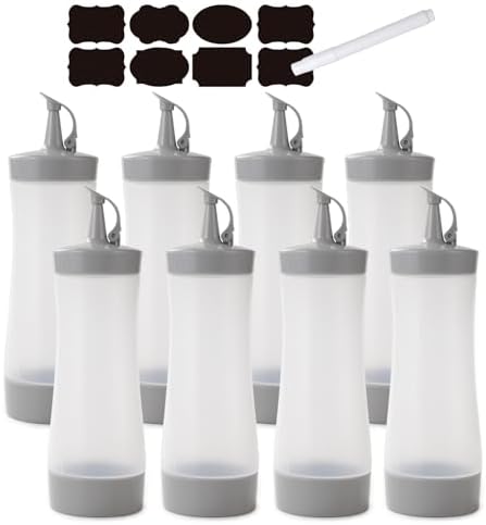 Qiuhome Condiment Squeeze Bottles 8 Pack Gray 12 oz