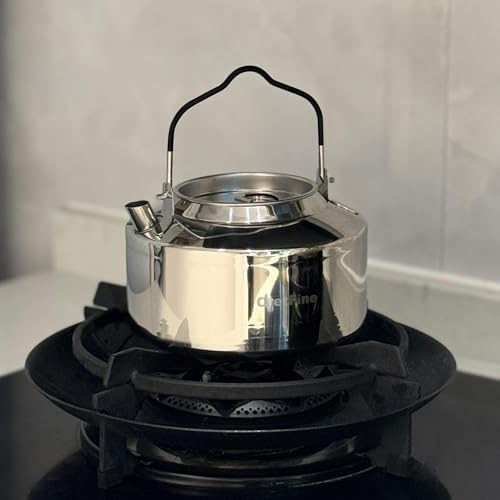 CretFine 304 Stainless Steel Camping Tea Kettle with Mesh Bag