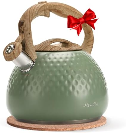 Harriet Tea Kettle 25QT Whistling with 5-Layer Bottom Green