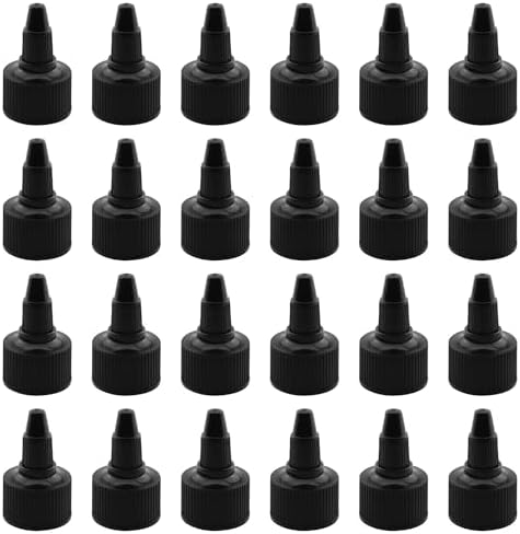 24-Piece Black Plastic Squeeze Bottle Caps