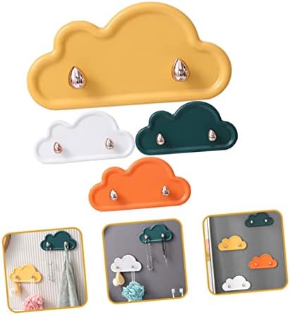 DOITOOL 4Pcs Adhesive Wall Hooks Decorative Key Towel Holders