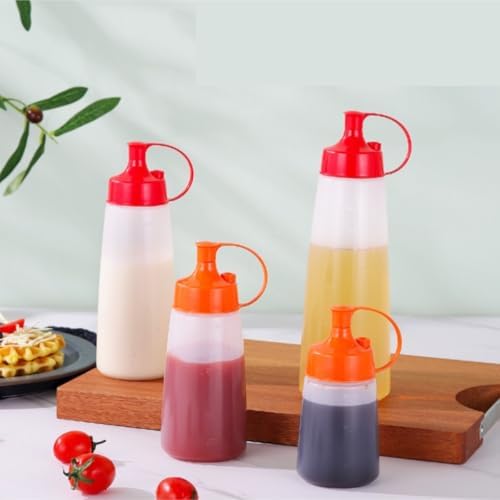 KLEYE 5-Piece Condiment Squeeze Bottles Set - Plastic with 300ml Capacity