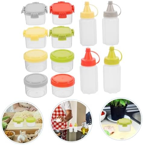 12pcs Mini Condiment Squeeze Bottles Set for Ketchup Salad Dressing and Seasonings