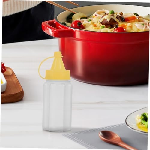 JEWEDECO 12 Pcs Mini Condiment Bottles Yellow PP Salad Dressing Dispenser