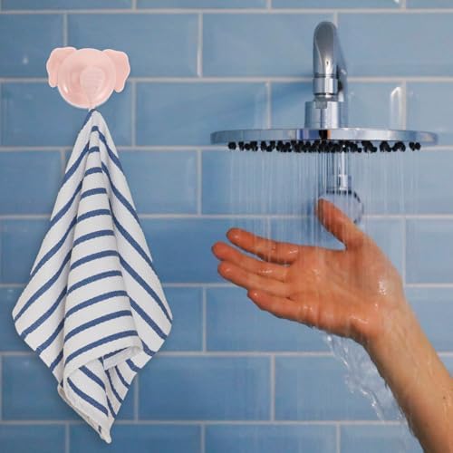 ABOOFAN 4pcs Cartoon Elephant Suction Cup Hooks for Bathroom Kitchen