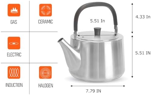 DrHOWS 35L Stovetop Tea Kettle - Food Grade Stainless Steel Foldable Handle
