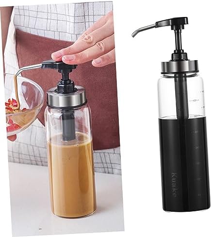 BRIGHTFUFU 500ml Glass and Steel Sauce Press Bottle