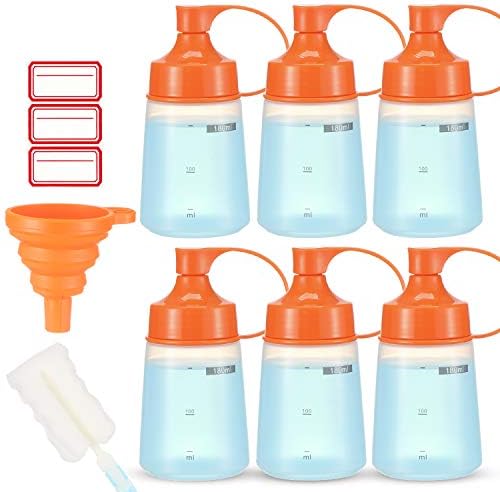Ondiomn 6 Pack 180ml Wide Mouth Squeeze Bottles BPA Free
