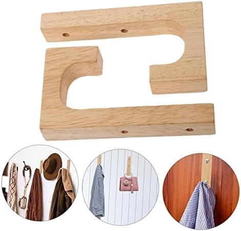 IMIKEYA 2PCS Wooden Wall Hooks for Coat and Towel
