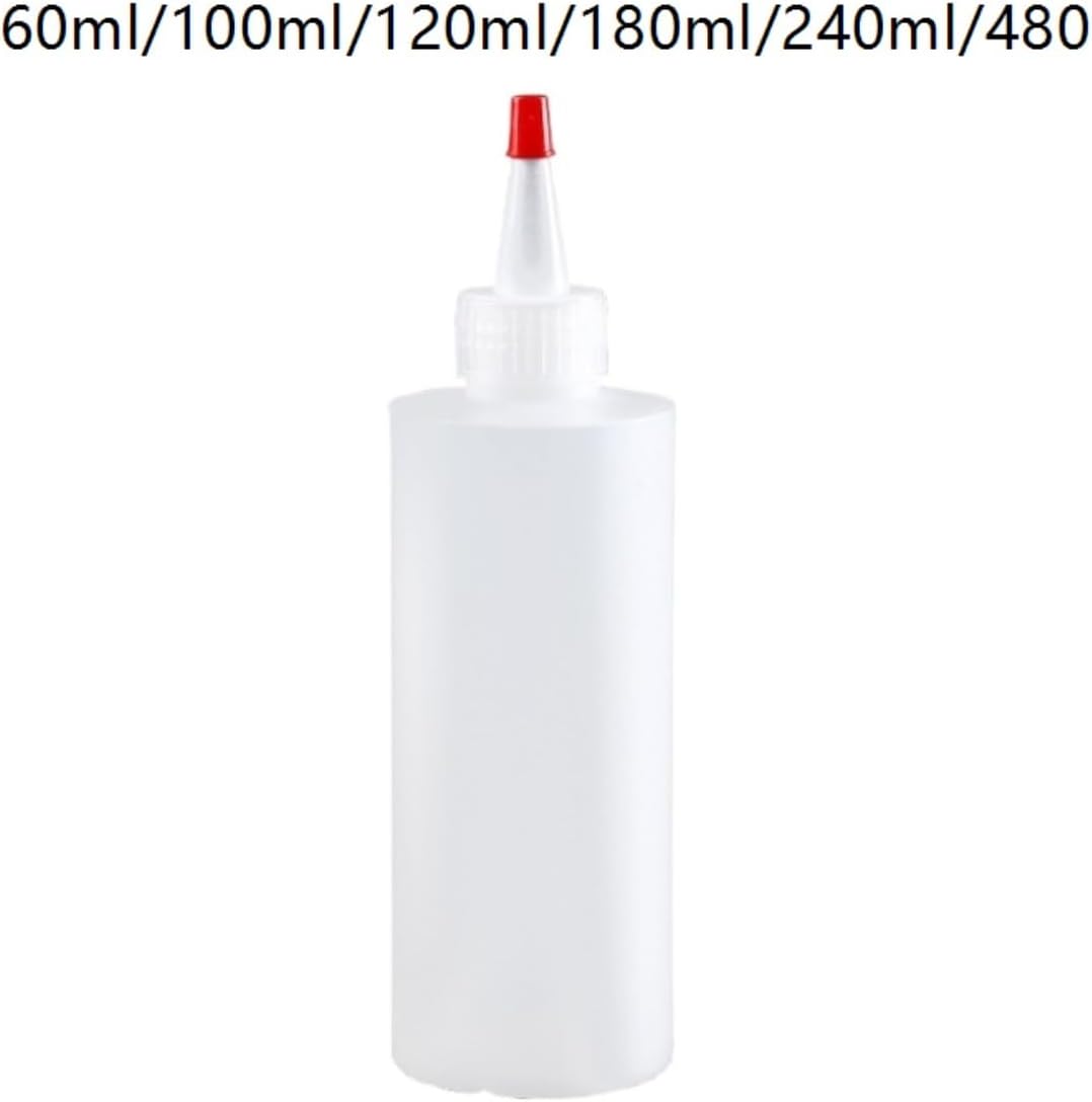 KLEYE 5-Piece Squeeze Bottles with Red Top Cap