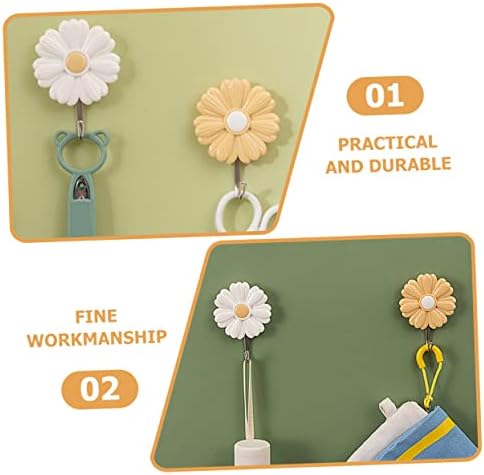 DOITOOL 4pcs Daisy Adhesive Wall Hooks