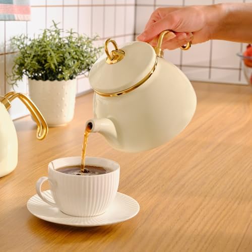 KARACA Retro Teapot Set with Enamel and Titanium Handles