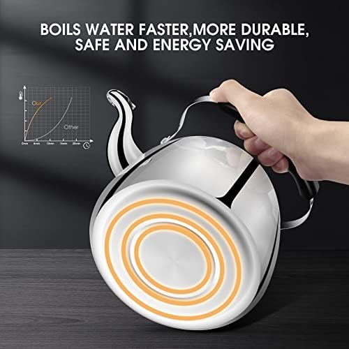 Tohsssik 2L Whistling Tea Kettle Stainless Steel