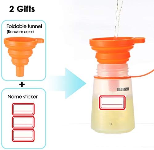 Ondiomn 6 Pack 180ml Wide Mouth Squeeze Bottles BPA Free